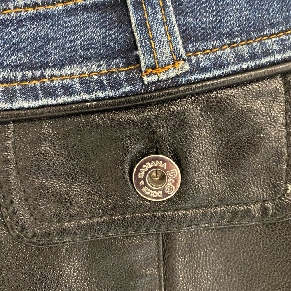 Vintage 90’s D&G Blue Denim and Black Leather Dress - Picture 12 of 16